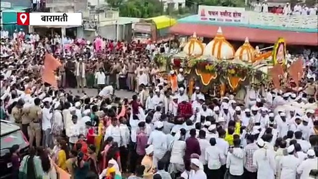 काटेवाडीत संत तुकाराम महाराजांच्या पालखीला मेंढ्यांचं रिंगण अन् धोतरांच्या पायघड्यांनी स्वागत!