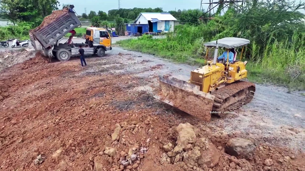 Impressive Achievement Of This Project!! Team Dump Trucks 5-TON And Bulldozer Push Land Delete Pond