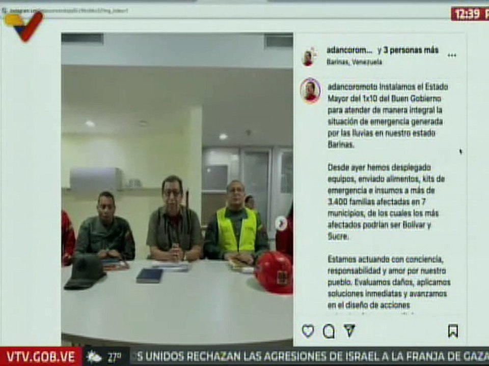 Barinas | Instalado Estado Mayor del 1x10 del Buen Gobierno para brindar atención por las lluvias