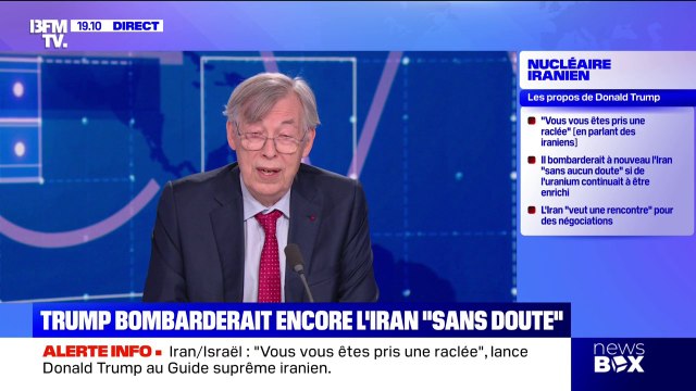 Ce que sont devenus les 400 kilos d'uranium enrichi, ça il ne nous l'a pas dit , détaille François Heisbourg, conseiller à la Fondation pour la recherche stratégique, à propos de Donald Trump