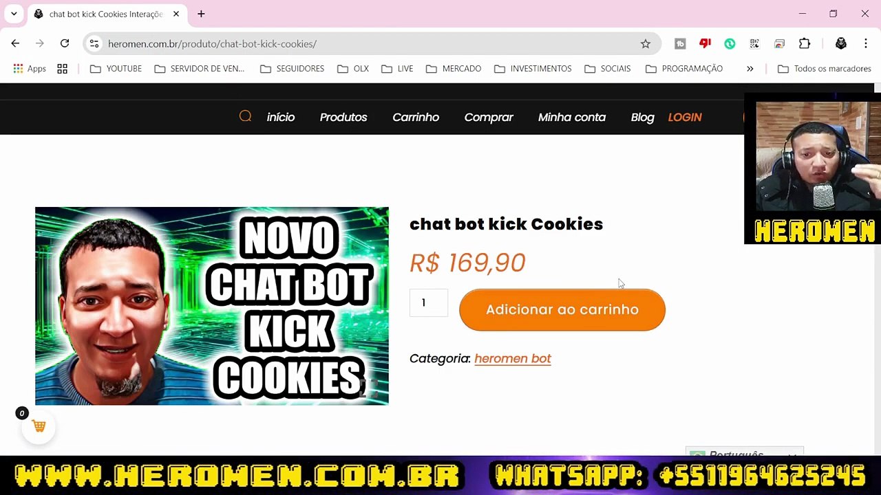 ChatBot Exclusivo Kick Cookies – Live com Mais Views no Kick - HEROMEN
