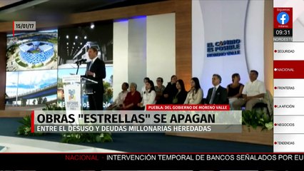 Obras de Moreno Valle en Puebla, abandonadas y con deuda millonaria