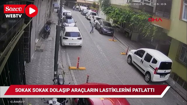 Zeytinburnu’nda sokak sokak dolaşıp araçların lastiklerini bıçakla patlattı
