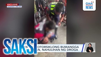 Rider ng motorsiklong bumangga sa sasakyan, nahulihan ng droga | Saksi