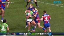 Kaeo Weekes' try against Knights. FootageNRL.com