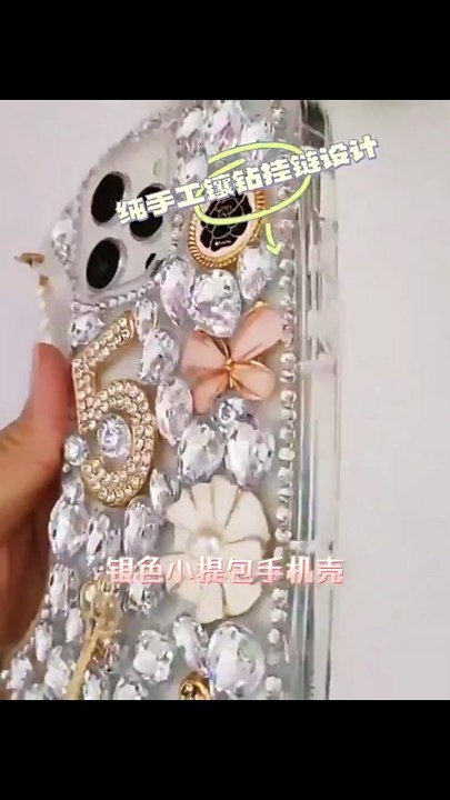 Diamond Studded Phone Case Suitable for IPhone 15 14 13 12 11 Pro Max Pearl Lanyard Phone Case Camellia Flower Pro+max Covers