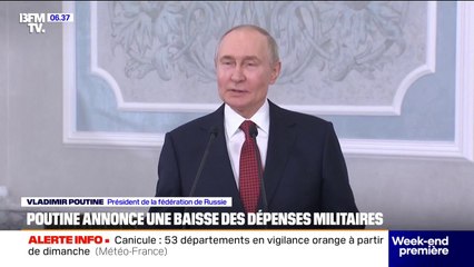 Russie: Vladimir Poutine annonce une baisse des dépenses militaires dès l'année prochaine