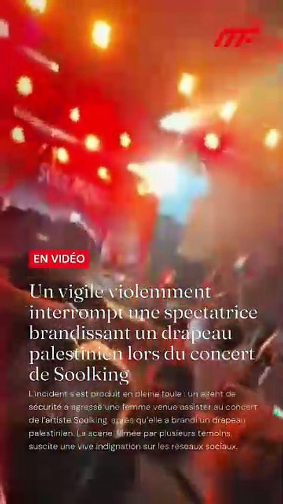 Vigile hors de contrôle au concert de Soolking ! Une femme agressée pour avoir brandi un drapeau palestinien 😡 📹 La scène choque les réseaux et relance le débat sur la liberté d’expression en concert.