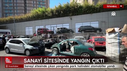 Ataşehir'de sanayi sitesinde çıkan yangında park halindeki otomobiller yandı