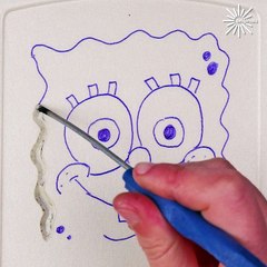 ASMR SpongeBob heat drawing on styrofoam! 🧽🌟