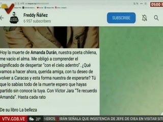 Ministro Freddy Ñáñez expresó sus condolencias por la partida física de la poeta Amanda Durán