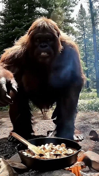 Bigfoot cooks mushrooms on sourdough bread. Bigfoot vlog. #bigfoot #cooking