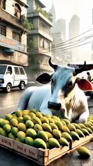 "Unbelievable Cow Vomiting Mangoes on City Street!  Must Watch!"