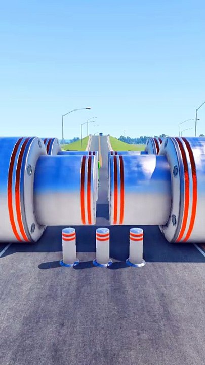 Colored Trucks & Bus vs Hydraulic Crushers - BeamNG.Drive #beamngdrive #beamng #truck #bus #shorts