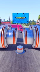 Colored Trucks & School Bus vs Crushers -