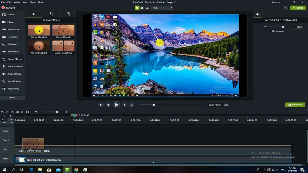 Cursor effects in Camtasia Studio