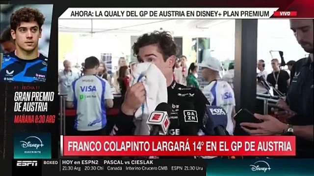 Colapinto, tras finalizar 14 en la clasificación del GP de Austria