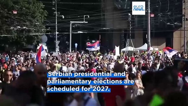 Riot police clash with student-led protesters calling for snap elections in Serbia
