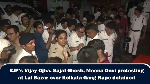 BJP’s Vijay Ojha, Sajal Ghosh, Meena Devi protesting at Lal Bazar over Kolkata Gang Rape detained