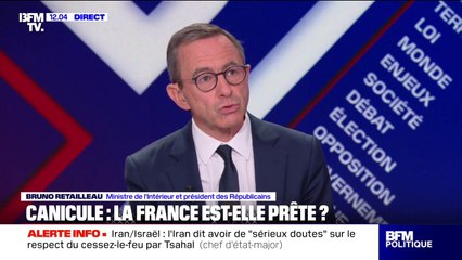 Canicule: Bruno Retailleau estime que c'est "un travail interministériel" et annonce "une réunion" cet après-midi