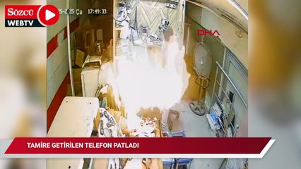 Tamire getirilen telefon patladı