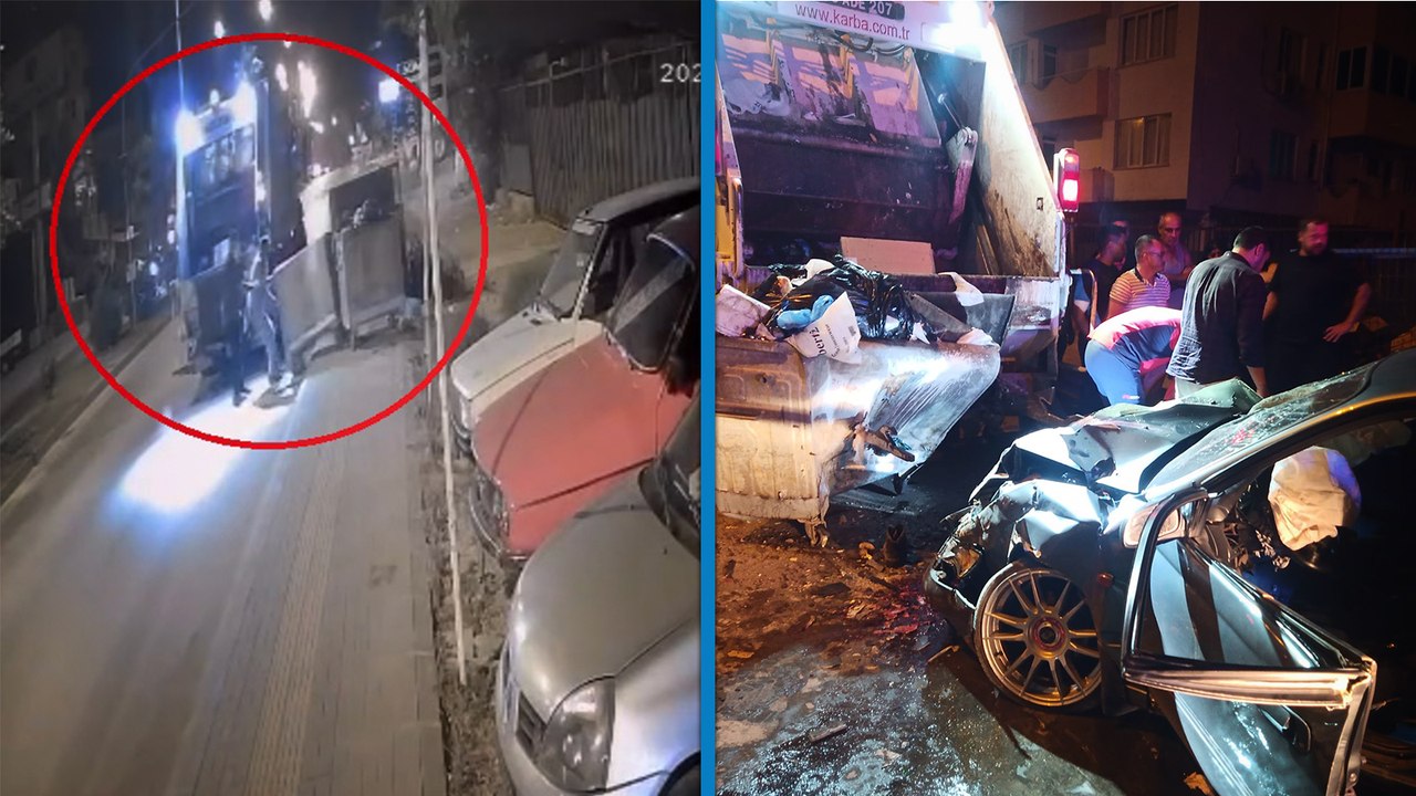 Alkollü sürücünün otomobille çarptığı çöp kamyonundaki işçilerden biri öldü, diğeri ağır yaralandı