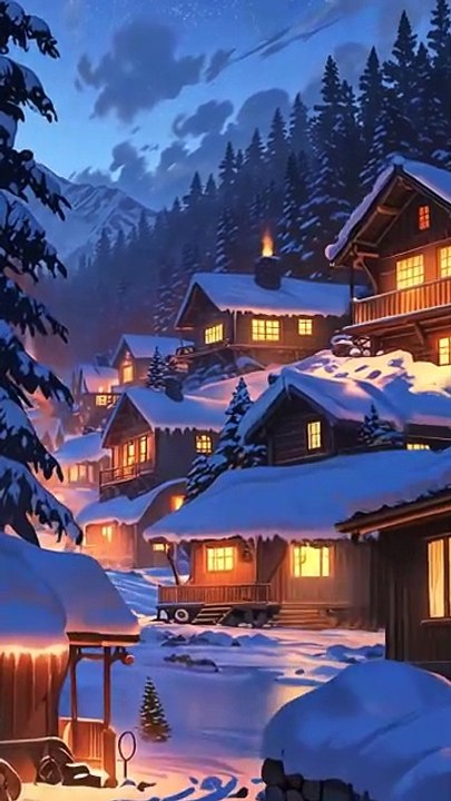 Twilight Whispers: A Cozy Snowy Village in Winter Magic