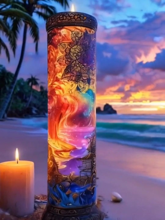 Beautiful candle and waves