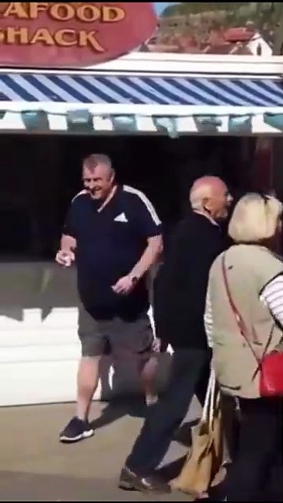 Seagull gets a punch to the face for trying to steal mans prawns