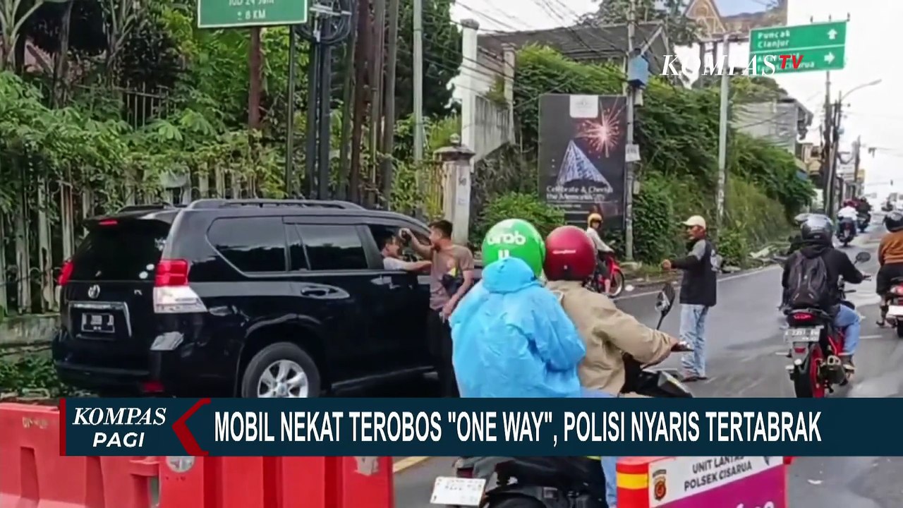 Nekat Terobos One Way Puncak karena Tak Sabar, Pengemudi SUV Hampir Tabrak Polisi