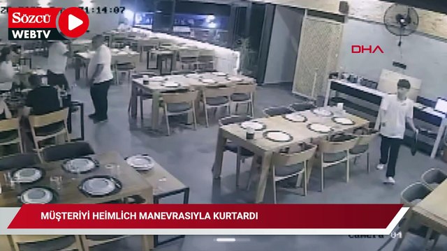 Adana'da restoran sahibinin, müşteriyi Heimlich manevrasıyla kurtardığı anlar kamerada
