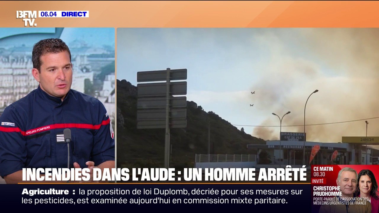 Incendie dans l'Aude: "Tout le pourtour méditerranéen est sous vigilance extrême des pompiers", indique Éric Brocardi (Fédération nationale des sapeurs-pompiers de France)