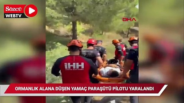 Ormanlık alana düşen yamaç paraşütü pilotu yaralandı