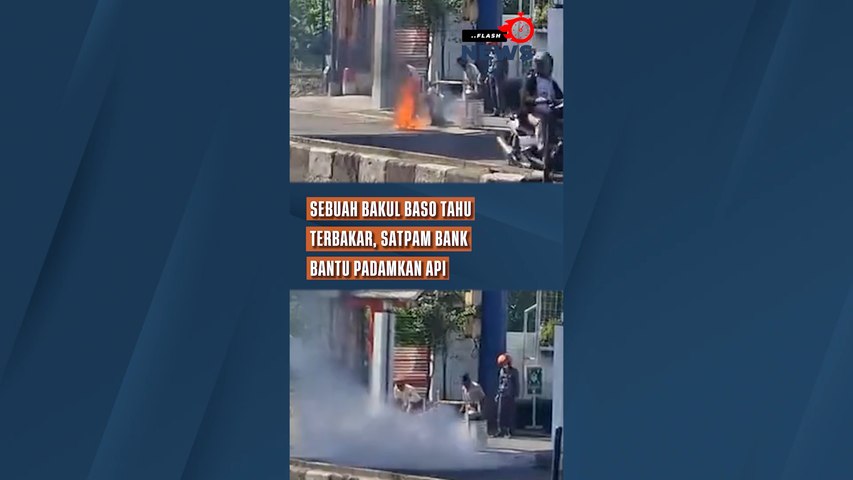 Sebuah Bakul Baso Tahu Terbakar, Satpam Bank Bantu Padamkan Api
