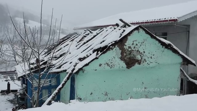 Baking Traditional Uzbek Bread in a Snowy Winter Village