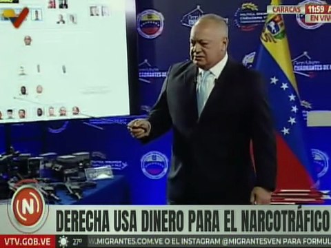 Vpdte. Sec. Diosdado Cabello muestra evidencias encontradas y usadas en los planes del narcotráfico