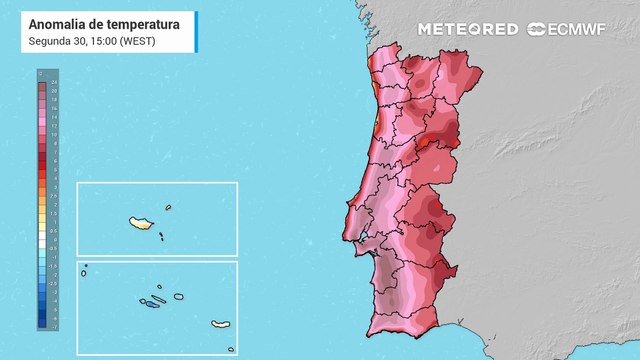 A anomalia térmica será positiva em todo o país, durante as horas mais quentes, nos próximos dias