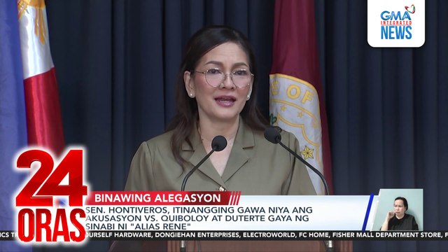 Sen. Hontiveros, itinangging gawa niya ang akusasyon vs. Quiboloy at Duterte gaya ng sinabi ni Alias Rene | 24 Oras