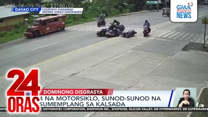 4 na motorsiklo, sunod-sunod na sumemplang sa kalsada | 24 Oras