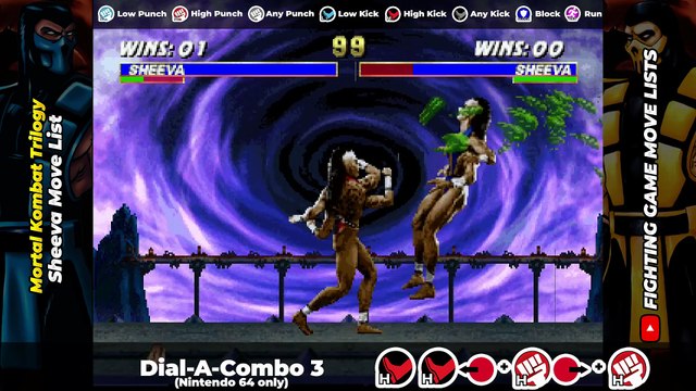 SHEEVA MOVE LIST - Mortal Kombat Trilogy (MKT)