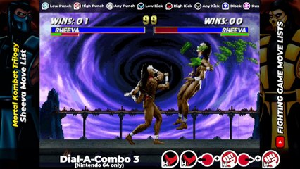SHEEVA MOVE LIST - Mortal Kombat Trilogy (MKT)