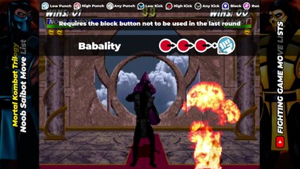 NOOB SAIBOT MOVE LIST - Mortal Kombat Trilogy (MKT)