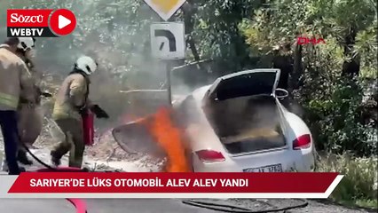 Sarıyer’de lüks otomobil alev alev yandı