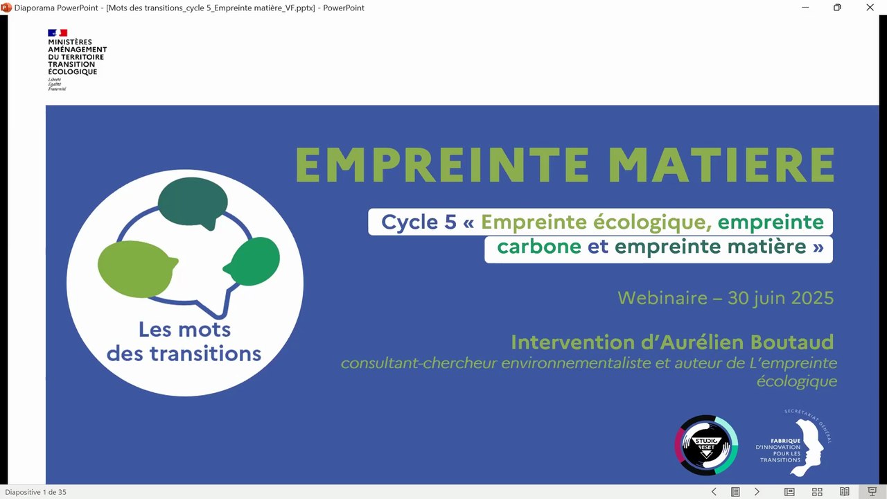 Les mots des transitions | Webinaire 3 : Empreinte matière (Cycle 5 : "Empreinte écologique, empreinte carbone et empreinte matière")