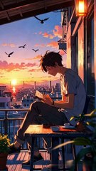 He Let the Sunset Carry His Thoughts Away