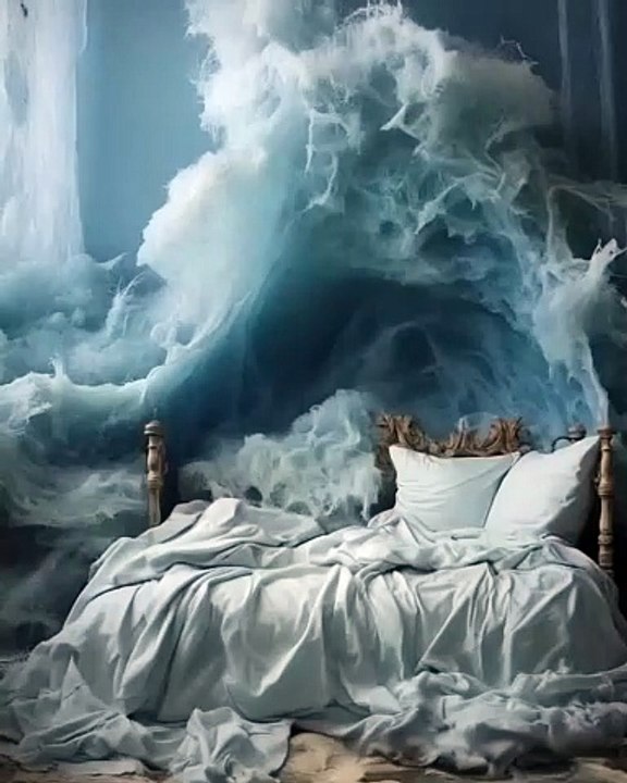 A bed with waves 🌊🌊🌊🌊