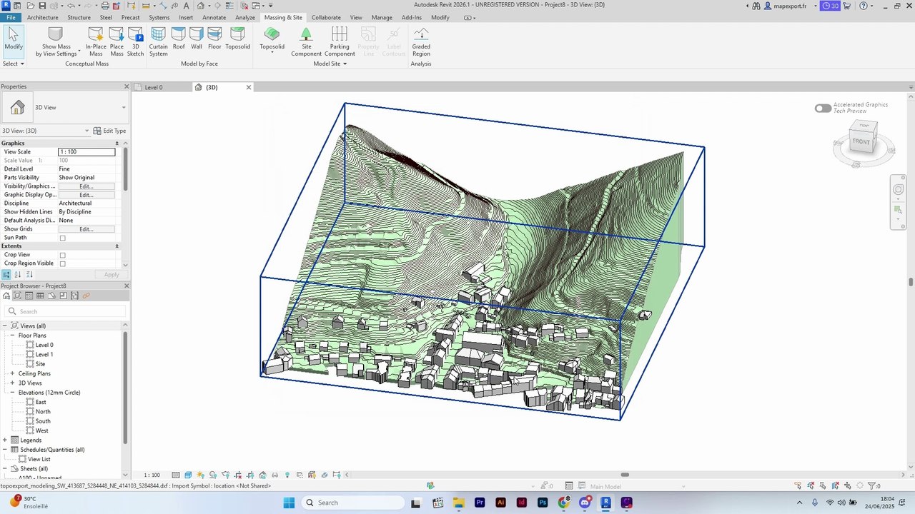 TopoExport.com - Revit Tutorial: Create a 3D Terrain Model from Contour Lines (DTM from TopoExport)