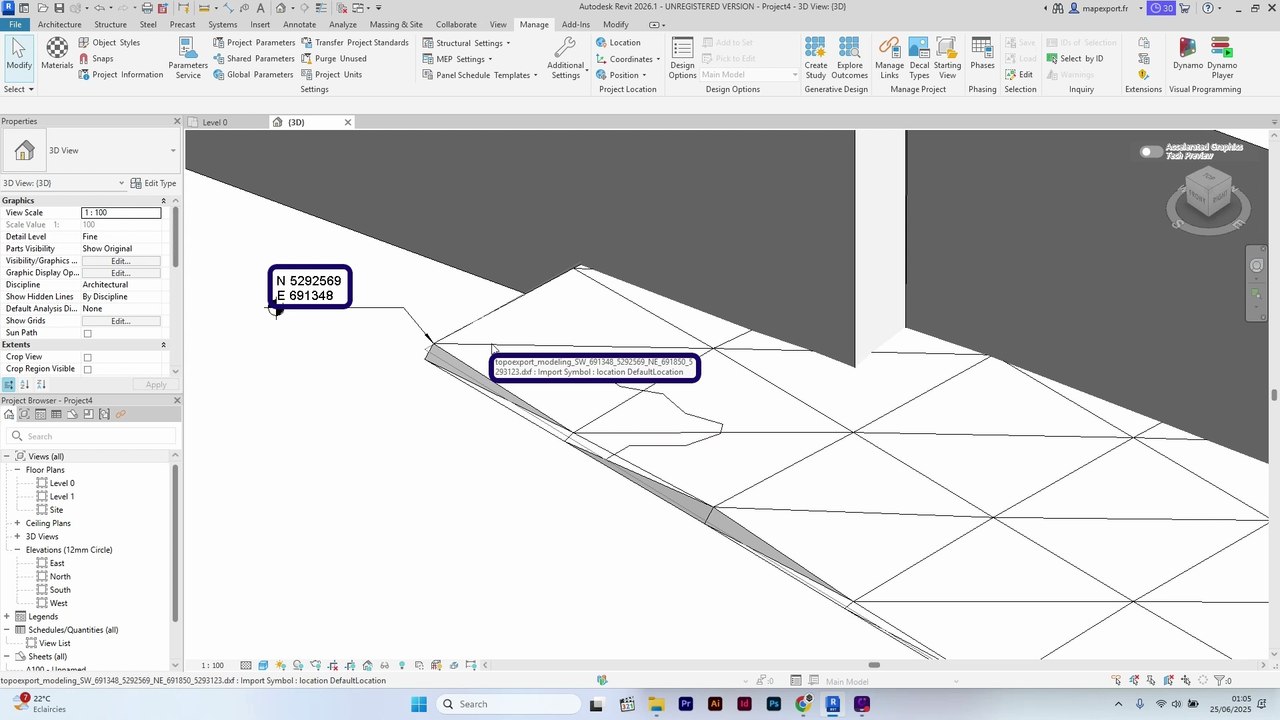 TopoExport.com - Revit Tutorial Import DXF Buildings Natively and 3D Terrain from TopoExport