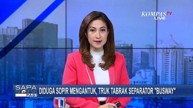 Truk Hantam Separator Busway di Slipi Diduga Akibat Sopir Mengantuk
