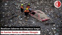 Lluvias arrastran autos en Álvaro Obregón